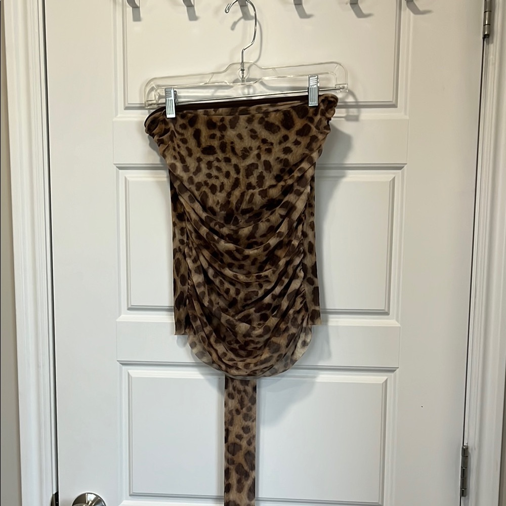 Zara Brown Leopard Print Scarf Top